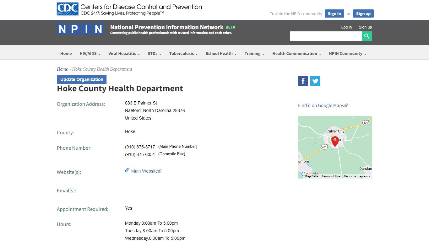 Hoke County Health Department | National Prevention Information Network ...